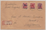 Danzig, 1920, Mi.- Nr.: 50- 52 als Satzbrief- MiF auf Auslands- Luftpost- Einschreiben von Danzig nach Schaffhausen (CH)