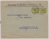 Infla, 27.11.2023, Mi.- Nr.: 328 A (2x) als MeF auf Fernbrief von Zwickau nach Chemnitz