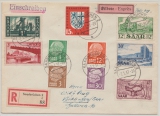 Saarland, 1957, Mi.- Nr.: 319 u.a. in MiF auf Eilboten- Einschreiben- Fernbrief von Sarbrücken nach Völklingen