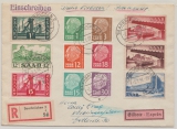 Saarland, 1957, Mi.- Nr.: 319 u.a. in MiF auf Eilboten- Einschreiben- Fernbrief von Sarbrücken nach Völklingen