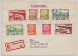Saarland, 1957, Mi.- Nr.: 363 u.a. in MiF auf Einschreiben- Auslandsbrief von Sarbrücken nach Olten (CH)