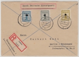 Durch Deutsche Dienstpost, 1941, DM Mi.- Nr.: 146, 151 + 152 in MiF auf Einschreiben- Fernbrief von Lomza nach Berlin