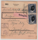 DR / III. Reich, 1943, Mi.- Nr.: 784 (rs.) + 797 (2x) als MiF auf Paketkartenstamteil für ein Eilpaket von Ammendorf nach ...