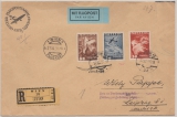 Österreich, 1936, Mi.- Nr.: 603, 605 + 607 in MiF auf Auslands- Lupo- Einschreiben, von Wien nach Leipzig + Devisenkontrollstempel!