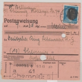 20 Rpfg.- AH- Überdruck, Mi.- Nr.: AP 791 I, als EF auf Zahlkarte für einen Zahlbetrag innerhalb von Chemnitz