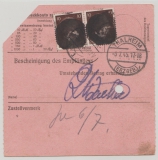 Chemnitz, AH- Überdruck, Mi.- Nr.: AP 795 I + AP 787 I (2x), als MiF auf Zahlkarte für einen Betrag von Chemnitz nach Thalheim