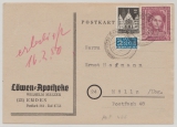 BRD / Bizone, 1950, Mi.- Nr.: 117 in MiF mit Bizone Mi.- Nr.: 73, auf Fernpostkarte von Emden nach Mölln, seltene MiF!