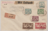 133, 136, 137, 153, 154 + 156 als MiF auf Fernbrief- Flugpost- Einschreiben  von Danzig nach Weingarten, via Berlin