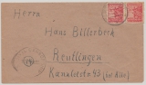 MVP, 1946, Mi.- Nr.: 36 (2x) als MeF auf Fernbrief (mit Zensur) von Ludwigslust nach Reutlingen