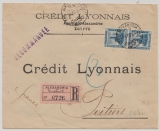 Ägypten, 1916, 10 Milliemes (2x, mit Firmenlochung!) in MeF auf Auslansds- Einschreiben von Alexandria nach Poitiers (Fr.)