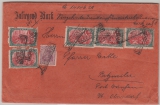 Germania, ca. 1919- 20, Mi.- Nr.: 97 (5x!) u.a. auf Wertbrief von Schramberg nach Rotweil (?), Beeindruckend und selten!