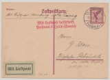 DR, 1927, 15 Pfg. Flugpost, graulila, Lupo- Karten- GS, (Mi.- Nr.: P169b), gelaufen von Hamburg nach Schkeuditz, per Luftpost