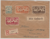 Danzig, 1923, Mi.- Nrn.: 133- 34, + 136- 37 als MiF auf Luftpost- Einschreiben- Fernbrief, von Danzig nach Konstanz