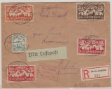 Danzig, 1923, Mi.- Nrn.: 133- 37 als Satzbrief- MiF! auf Luftpost- Einschreiben- Fernbrief, von Danzig nach Erfuhrt