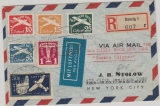 251- 255, + 271 als  MiF, auf Satzbrief per Auslands- Einschreiben per Luftpost nach USA