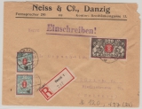 Danzig, 1923, Mi.- Nr.: 120 + 127 (2x) als MiF auf Einschreiben- Auslandsbrief von Danzig Zürich (CH)