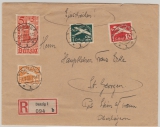 Danzig, 1936, Mi.- Nr.: 251- 53 + 256 als MiF auf Einschreiben- Ferbriefbrief von Danzig St Georgen / Stein