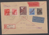 Berlin, 1949, Mi.- Nrn.: 21, 23, 28, 30 + 34 (!!!) in MiF auf Lupo- Eilboten- Einschreiben- Fernbrief von Berlin nach Schramberg