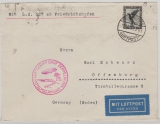 DR, 1929, Mi.- Nr.: 383 als EF auf Zeppelinbrief von Friedrichshafen via Mittelmeerfahrt 1929 nach Offenburg
