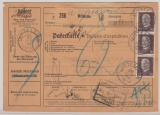 DR - Weimar, 1930, Mi.- Nr.: 422 (3x) als MeF auf Auslandspaketkarte für 1 Paket von Mittelsinn nach Bruxelles (Belgien)