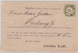 DR- Brustschilder, 1872, Mi.- Nr.: 7 als EF auf Drucksachen- Postkarte von Schopfheim (AD- Baden o!) nach Freiburg