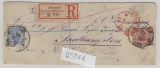 DR- Krone / Adler, 1895, Mi.- Nr.: 47 (vom SR, rs.), 48 + 50 als MiF auf Auslands- R.- Brief von Bremen nach Southamton (GB)