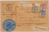 DR- Pfennig, 1886, Mi.- Nr.: 41, 42 + 44 als MiF auf Auslandspaketkarte von Berlin nach Zürich (CH)