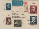 306- 308 u.a. in MiF auf Einschreiben- Fernbrief von Danzig nach Berlin