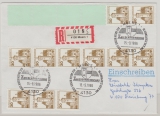 BRD, 1986, Mi.- Nrn.: 914 (11x), (1x mit Rollenendstreifen), in MeF auf R.- Fernbrief von Moers nach Duisburg