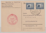 DR, 1938, Mi.- Nr.: 669 (2x) in MeF, auf Zeppelinkarte, von Friedrichshafen via FF/M (Aufgabe/ Sudetenlandf.)nach Berlin