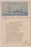 Dt. Seepost, 1899, DR.- Mi.- Nr.: 47 als EF auf dekorativer Bildpostkarte von Singapore nach Mainz