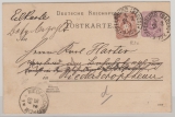 DR, Pfennig, 1889, Mi.- Nr.: 43 als Zusatz auf 5 Pfg.- GS, auf Eilboten- Postkarte von Offenburg nach Niederschopfheim
