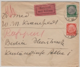 DR, 1938, Mi.- Nr.: 517 + 525 als MiF auf Rohrpostbrief, innerhalb Berlin´s, nette Portostufe
