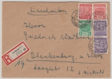 SBZ, West- Sachsen, 1946, Mi.- Nrn.: 117 (2x), 119, 124 + 125 als MiF auf R.- Fernbrief von Leipzig nach Blankenburg