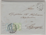 T + T, 1860, Mi.- Nr.: 20 + 21 als MiF auf Fernbrief von Meiningen nach Salzungen