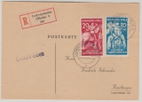FRZ, Rheiland- Pfalz, 1948, Mi.- Nr.: 30 + 31 in Satz- MiF auf R.- Fernpostkarte von Ludwigshafen nach Reutligen