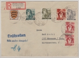 Saarland / FRZ (!), 1947, Mi.- Nr.: 215 u.a. + FRZ, in MiF auf Einschreiben- Fernbrief von Oberlinxweiler nach Eisenach