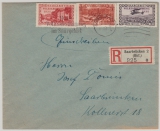 Saargebiet, 1935, Mi.- Nr.: 188, 191 + 197 als MiF auf Einschreiben- Ortsbrief innerhalb von Saarbrücken