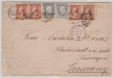 USA, 1885, 1 Ct. (2x) + 2 Ct. (4x) in MiF auf Auslandsbrief von Chicago nach Rudolstadt