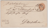 Österreich / Triest, ca. 1860, 15 Kr.- GS- Umschlag, gelaufen als Auslandsbrief von Triest nach Dresden