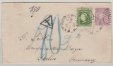 South Australia, 1891, 1 P.- GS- Umschlag, + 3 Pence Zusatzfrankatur als Auslandsbrief (mit Nachporto) von Bathurst nach Berlin