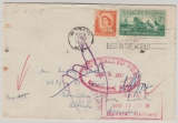 New Zealand, 1957, 3 D. MiF auf Auslandsbrief von Wanganui nach Edmonton (Canada) und zurück