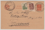 UDSSR, 1924, GS- Karte + 9 Kopeken Zusatzfrankatur als Fernpostkarte von Moskau nach ...