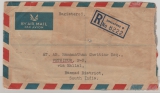 Malaya- Singapore, 1949, 90 Ct. MiF rs., auf Lupo- R- Auslandsbrief von Singapore nach Vethiyur (Süd- Indien)