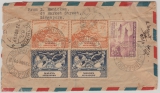 Malaya- Singapore, 1949, 90 Ct. MiF rs., auf Lupo- R- Auslandsbrief von Singapore nach Vethiyur (Süd- Indien)