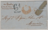 Indien, 1865, unfrankierter Brief von Nulapily (???) nach Mauritius, via Bombay, Aden,  Interessanter Laufweg!