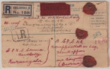 Ceylon, 1932 (?), 1 r, 76 Ct. MiF auf Auslands- Einschreiben- Wertbrief von Colombo nach Indien, via Rangoon / Burma