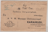 Straits Settlement, 1934, 4 Ct. (2x) als MiF rs. auf Auslandsbrief von Singapore nach Karaikudi / Süd- Indien