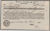 Hildburghausen (T+T), 1866, Postschein für die Auflieferung eines Wertbriefes, nach Meiningen