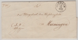 Ostheim (T+T), 1859, Vorphila- bzw. unfrankierter Fernbrief von Ostheim nach Meiningen (rs. mit Ankunftsstempel)
